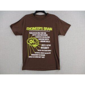 Engineers Brain Graphic T-Shirt Brown Short Sleeve Size M